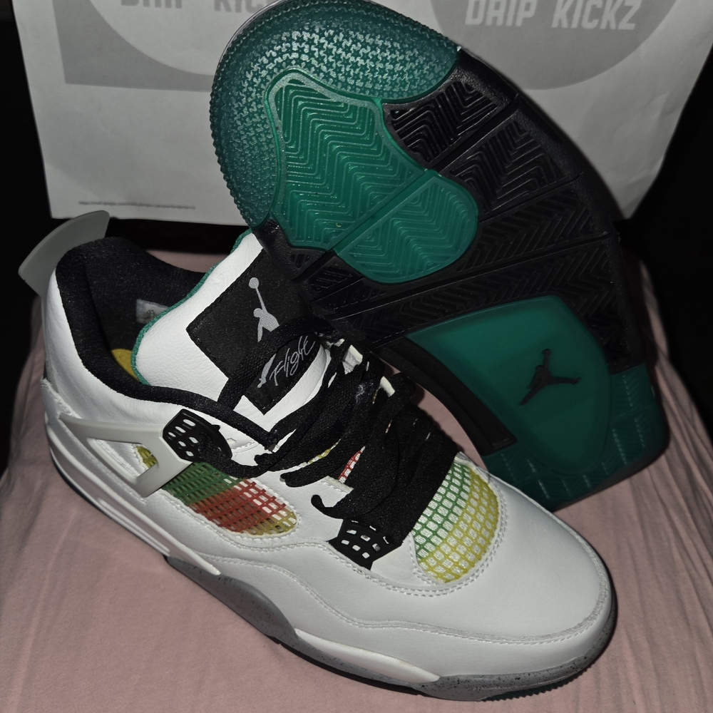 Jordan 4 Retro Lucid Green Rasta "Jamaican Edition"
